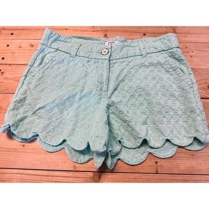 Crown & Ivy Shelby Shorts Scalloped Hem Textured Mint‎ Green Size 4